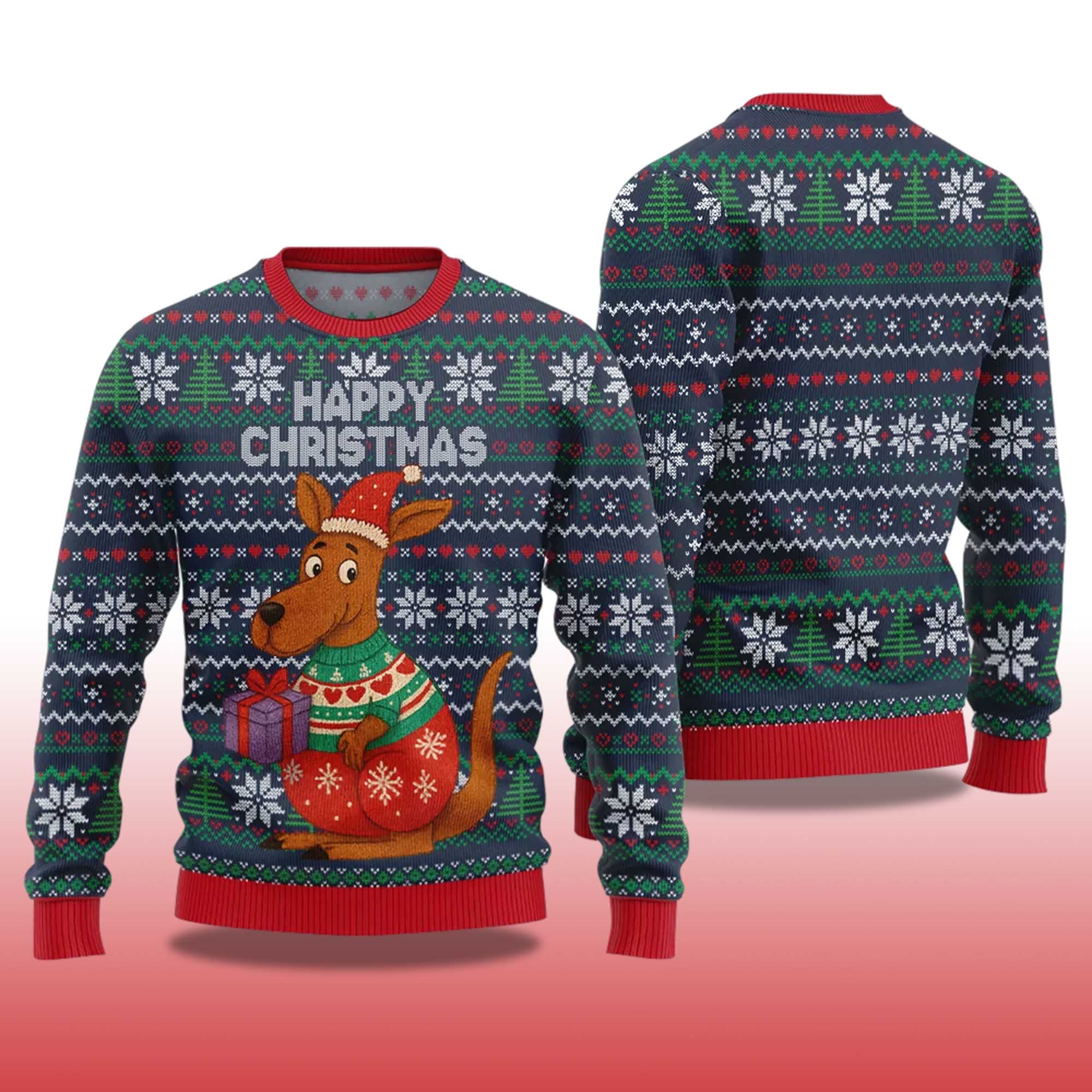 Alternative view of 2025 Happy Christmas Kangaroo Ugly Christmas Sweater