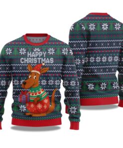 2025 Happy Christmas Kangaroo Ugly Christmas Sweater