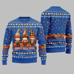 2025 Happy Fall Y'all Gnome Ugly Thanksgiving Sweater - Grishko.com
