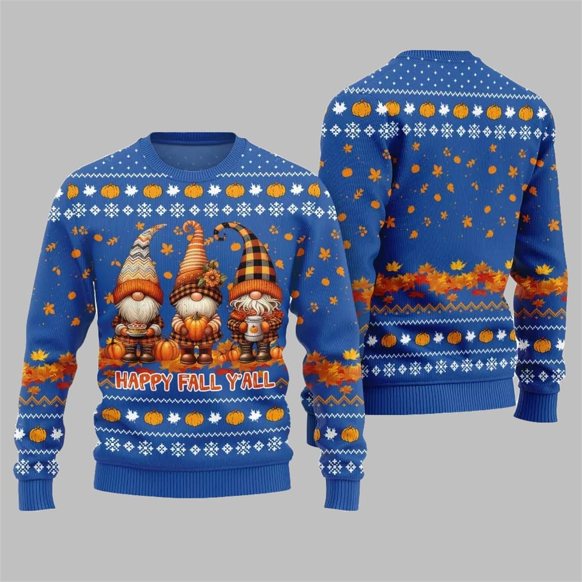 2025 Happy Fall Y'all Gnome Ugly Thanksgiving Sweater - Grishko.com