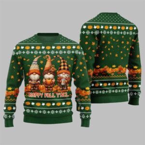 Alternative view of 2025 Happy Fall Y'all Gnome Ugly Thanksgiving Sweater - Grishko.com