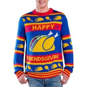 2025 Happy Friendsgiving Taco Chicken Ugly Christmas Sweater