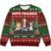 2025 Happy Pawlidays Dogs Cats Neon Christmas Light Personalized Ugly Christmas Sweater