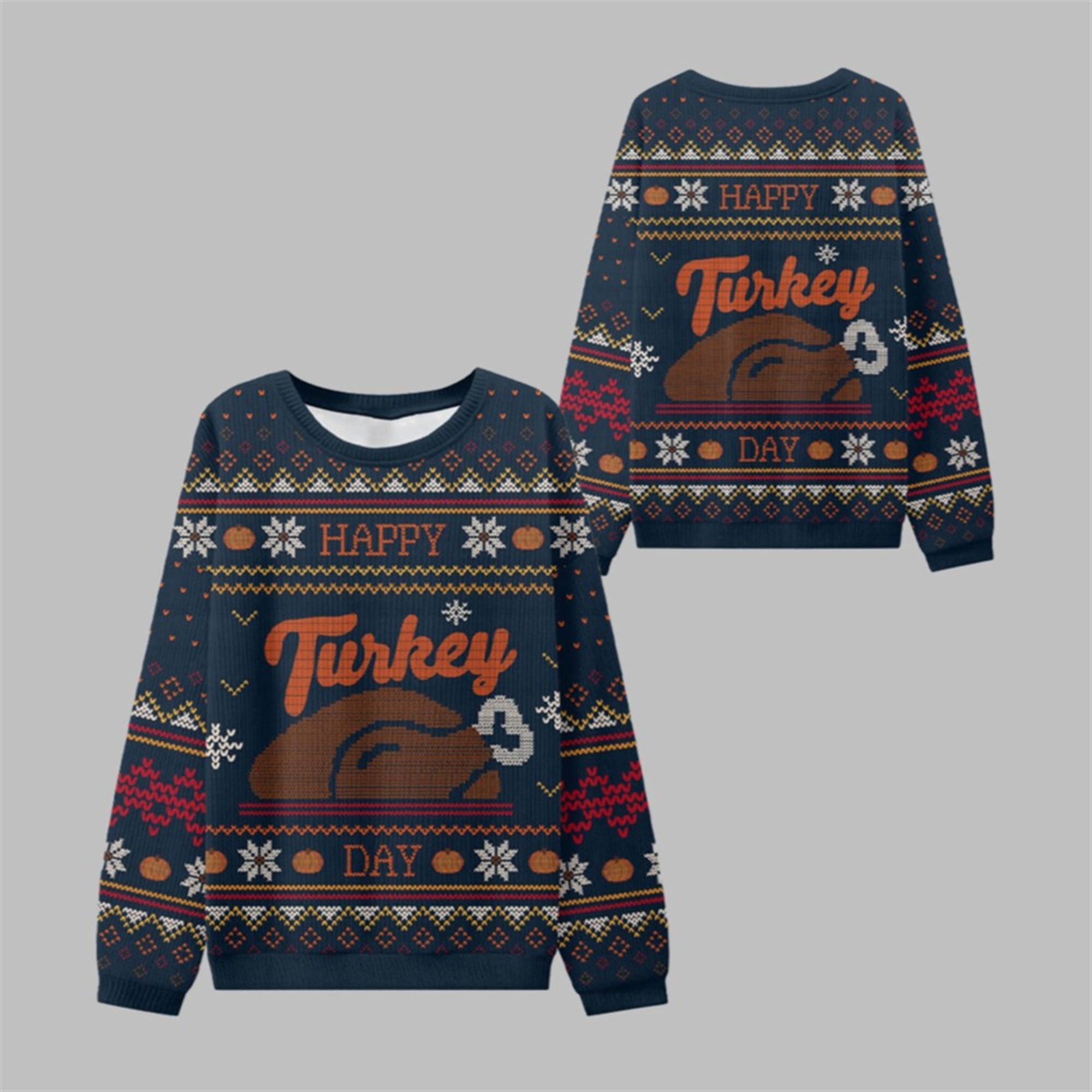 2025 Happy Turkey Day Thanksgiving Ugly Sweater - Grishko.com