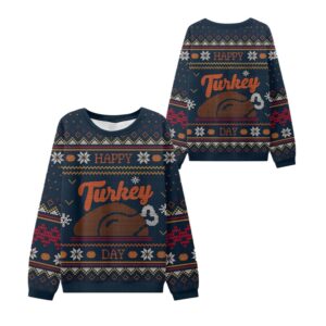 Alternative view of 2025 Happy Turkey Day Thanksgiving Ugly Sweater - Grishko.com