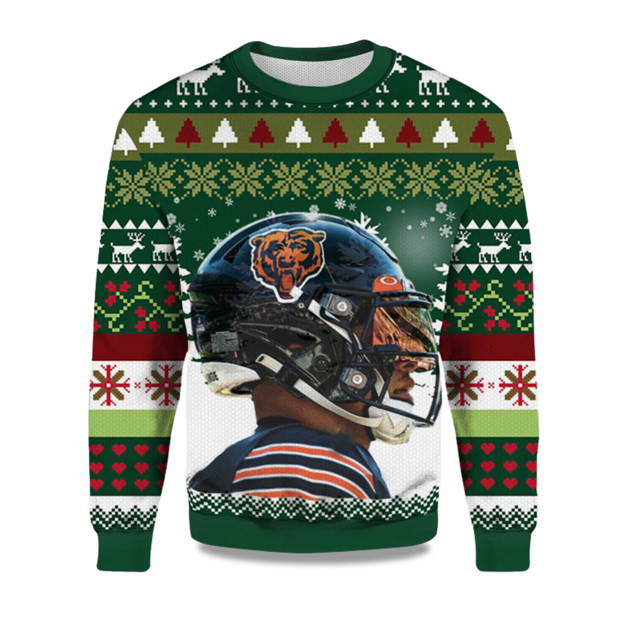 2025 Helmet Chicago Bears Ugly Christmas Sweater