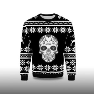 Alternative view of 2025 Houston Astros Skull Outdoor Logo Ugly Christmas Sweater