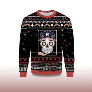 Alternative view of 2025 Houston Astros Sugar Skull Ugly Christmas Sweater
