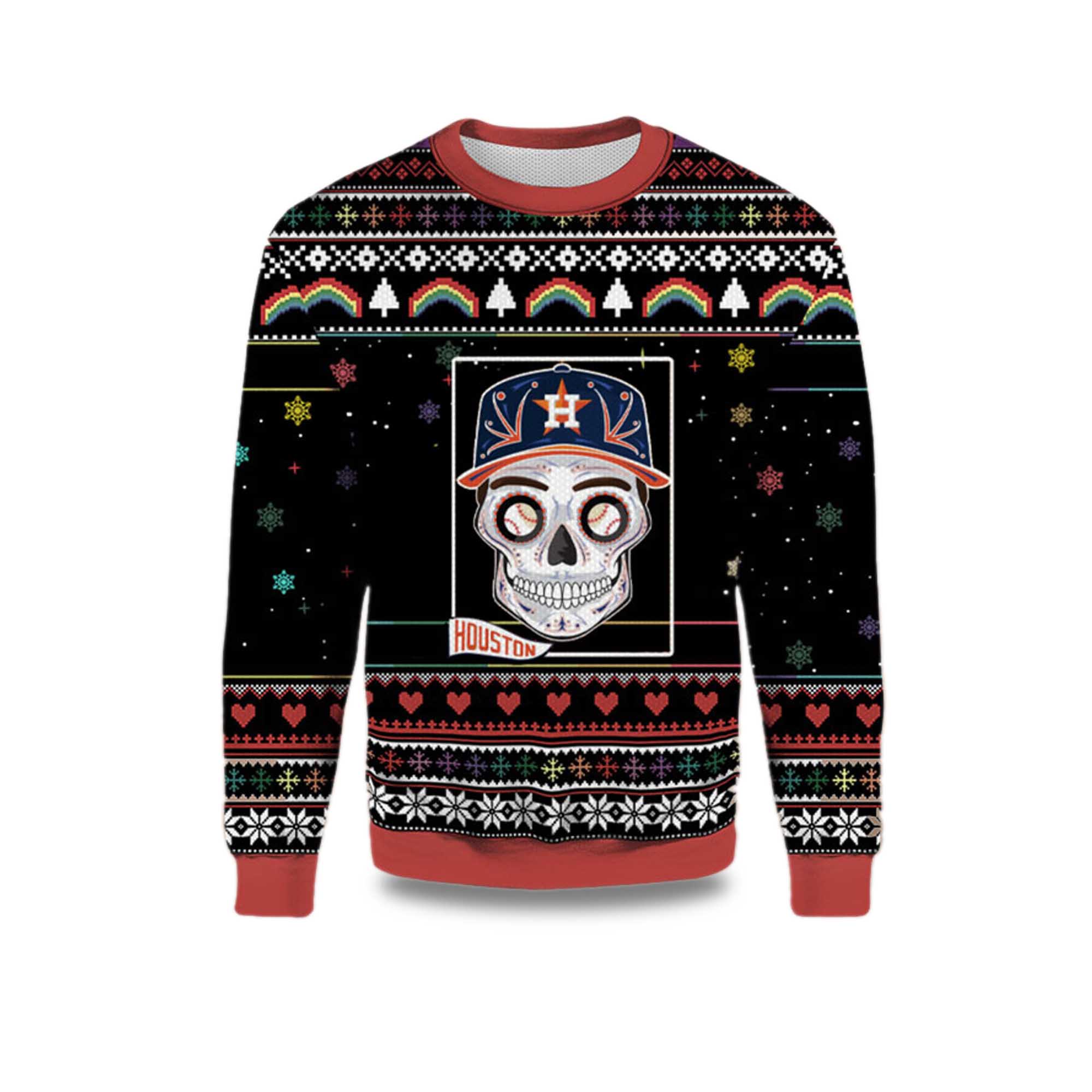 2025 Houston Astros Sugar Skull Ugly Christmas Sweater