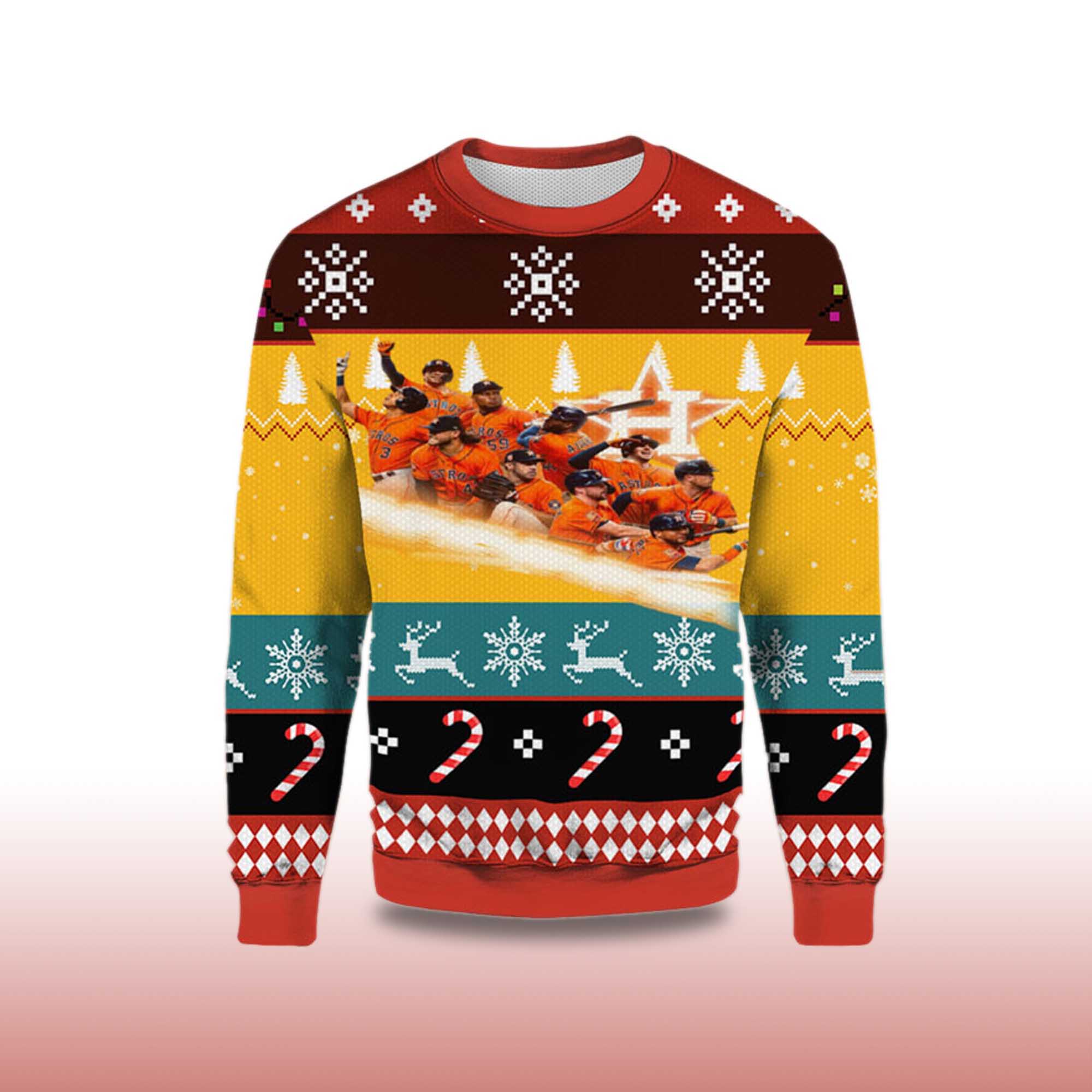 Alternative view of 2025 Houston Astros World Series Bound Team Ugly Christmas Sweater