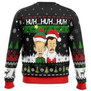 Alternative view of 2025 Huh Huh Huh Beavis and Butthead Ugly Christmas Sweater
