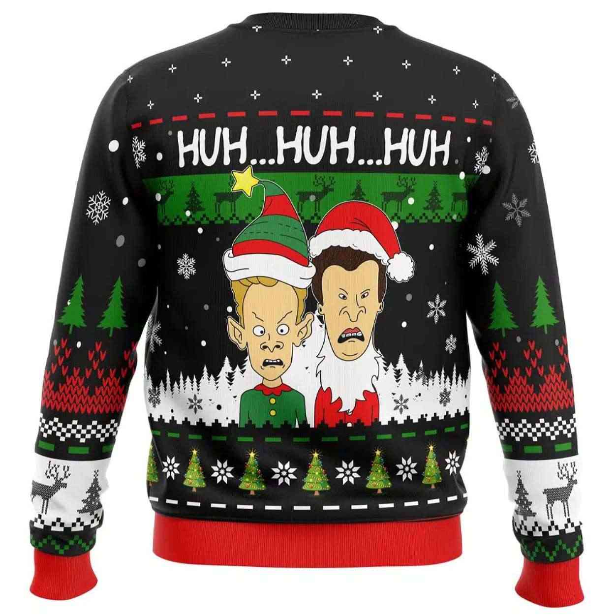 Alternative view of 2025 Huh Huh Huh Beavis and Butthead Ugly Christmas Sweater