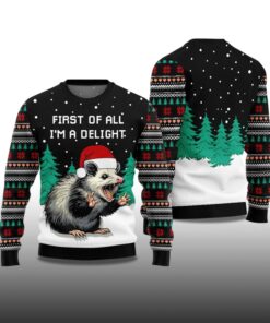 Alternative view of 2025 I Am A Delight Opossum Ugly Christmas Sweater
