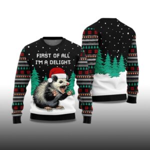 Alternative view of 2025 I Am A Delight Opossum Ugly Christmas Sweater