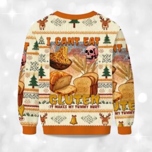 Alternative view of 2025 I Can't Eat Gluten Meme Christmas Ugly Sweater