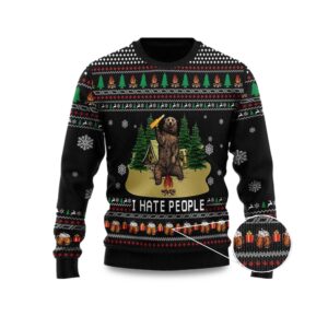 2025 I Hate People Bear Drinking Beer Ugly Christmas Sweater