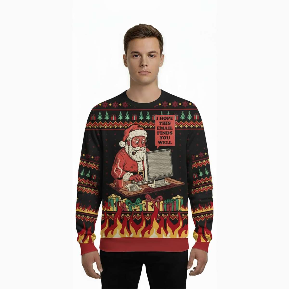 Alternative view of 2025 I Hope This Email Finds You Well Ugly Christmas Sweater