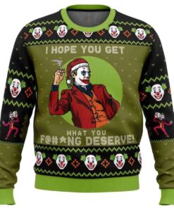 2025 I Hope You Get What You Deserve Joker DC Comics Ugly Christmas Sweater