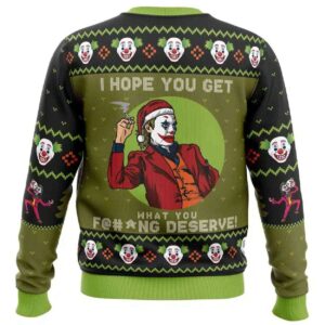 Alternative view of 2025 I Hope You Get What You Deserve Joker DC Comics Ugly Christmas Sweater
