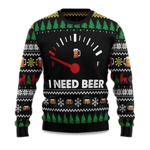 2025 I Need Beer Ugly Christmas Sweater