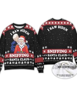 2025 I Saw Biden Sniffing Santa Claus Ugly Chirstmas Sweater