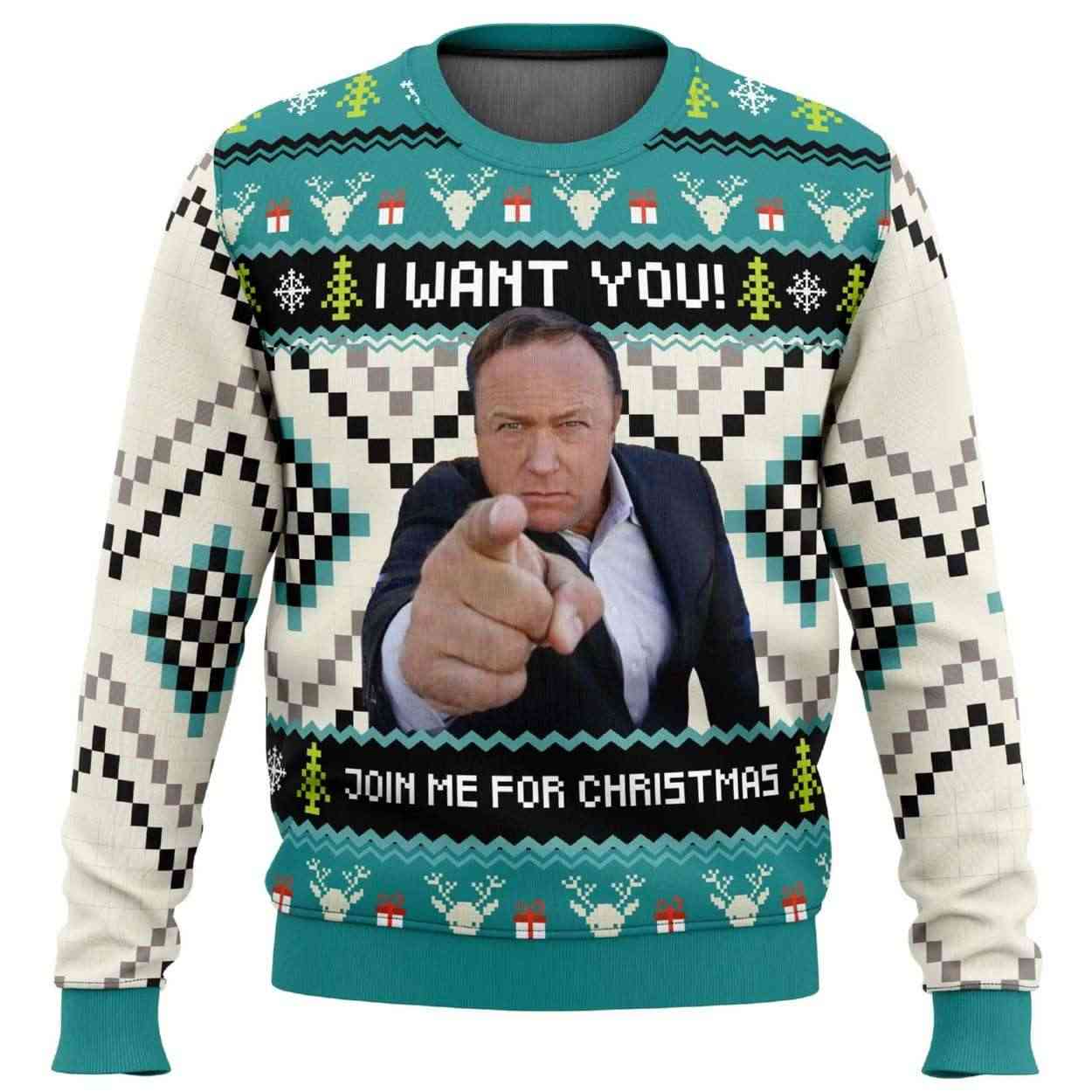 2025 I Want You Alex Jones Ugly Christmas Sweater