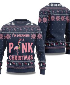 2025 I'm Dreaming Of Pink Christmas Flamingo Ugly Christmas Sweater