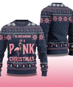 Alternative view of 2025 I'm Dreaming Of Pink Christmas Flamingo Ugly Christmas Sweater