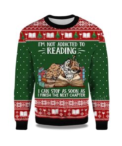 2025 I'm Not Addicted To Reading Owl Ugly Christmas Sweater