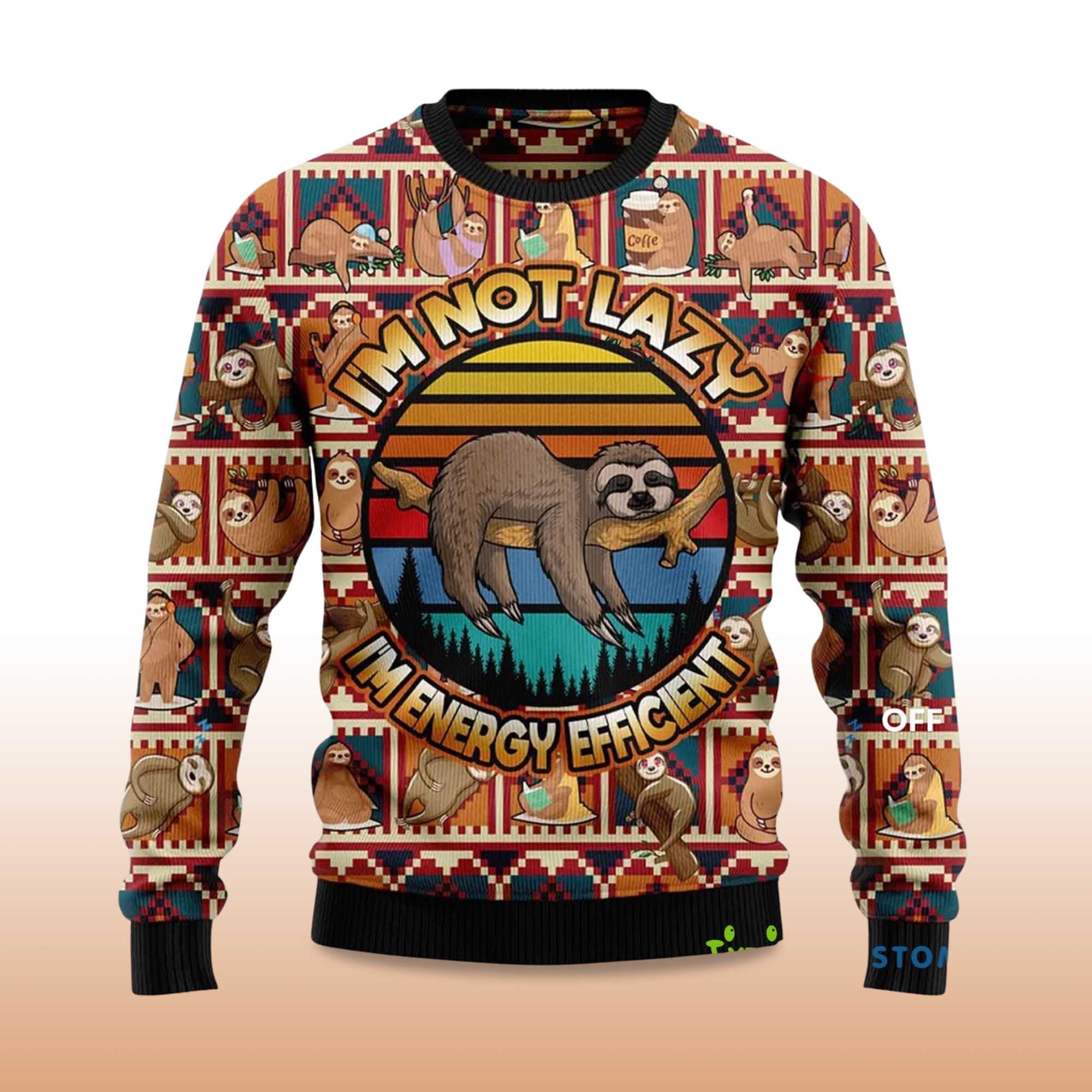 Alternative view of 2025 I'm Not Lazy I'm Energy Efficient Ugly Christmas Sweater
