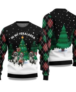 2025 In My FeralArea Raccoon Christmas Ugly Sweater