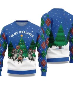 Alternative view of 2025 In My FeralArea Raccoon Christmas Ugly Sweater