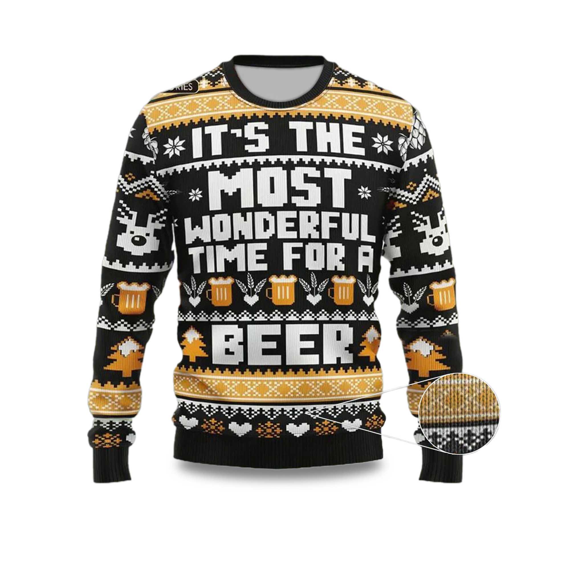 2025 It's The Most Wonderful Time For A Beer Ugly Christmas Sweater