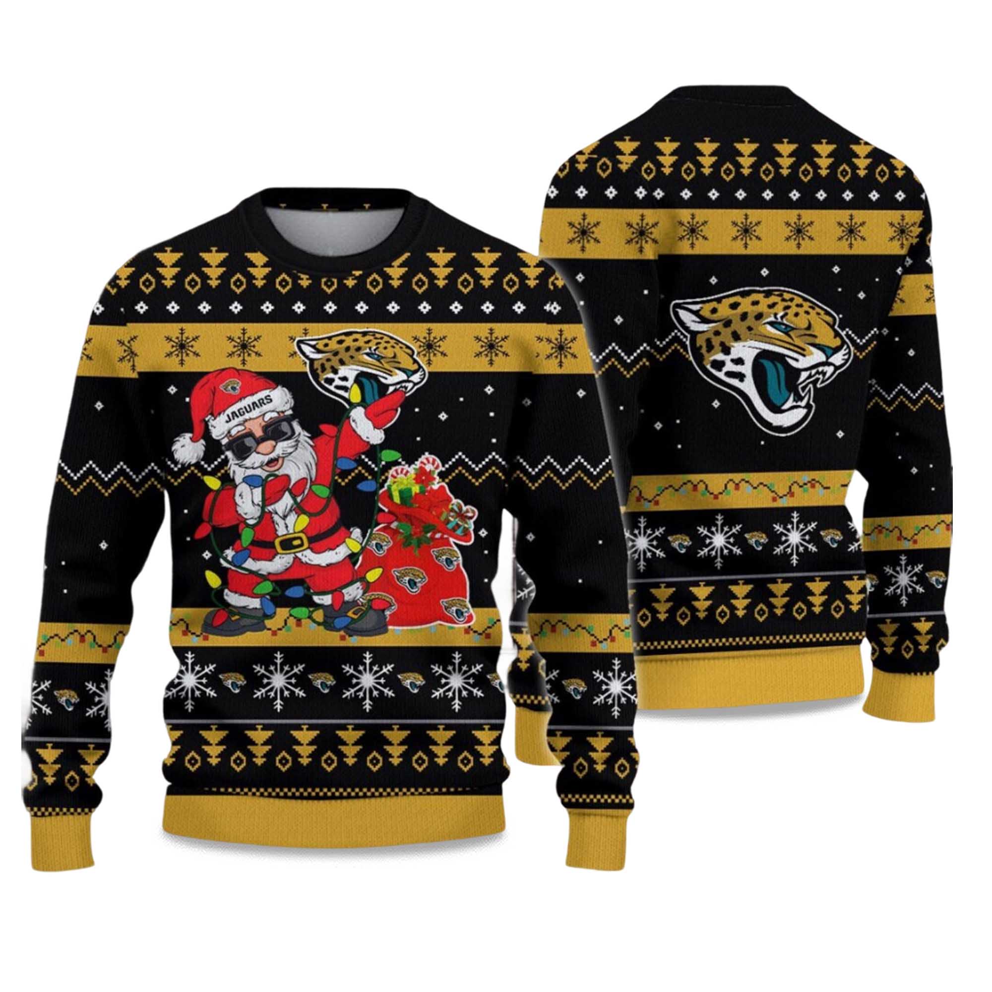 2025 Jaguars Santa Claus Ugly Christmas Sweater