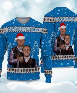 2025 Jared Goff Dan Campbell Football Ugly Christmas Sweater 2025
