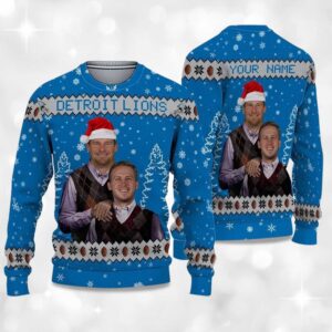 Alternative view of 2025 Jared Goff Dan Campbell Football Ugly Christmas Sweater 2025
