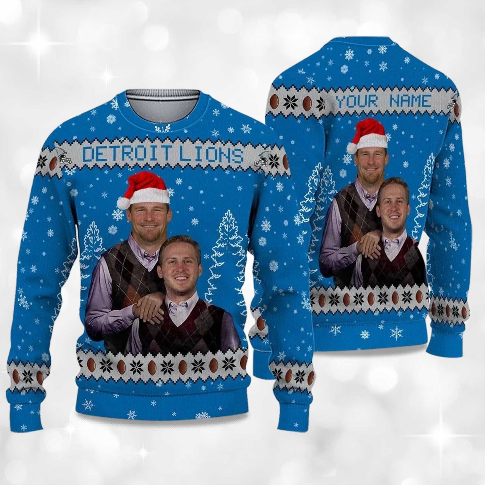 Alternative view of 2025 Jared Goff Dan Campbell Football Ugly Christmas Sweater 2025