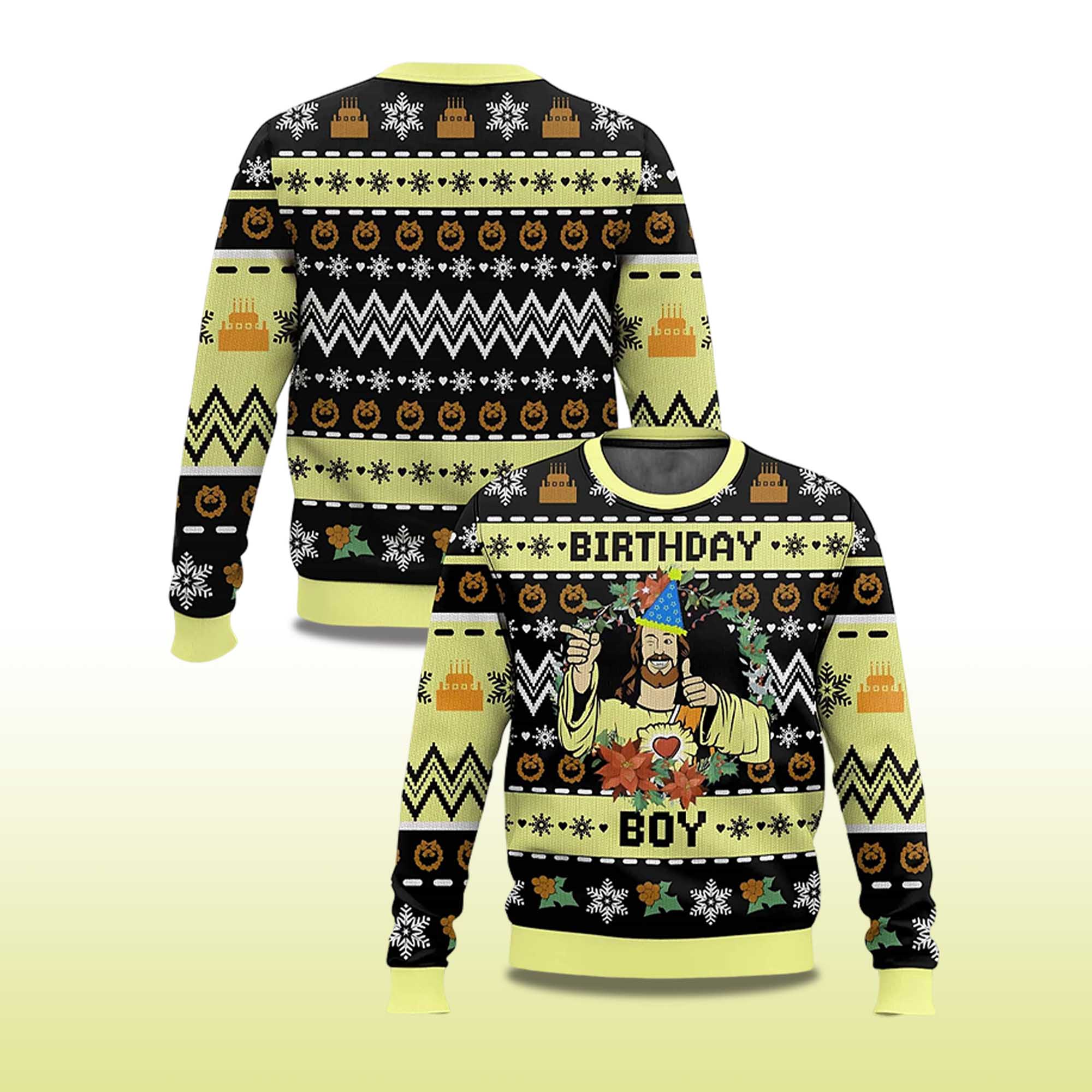 Alternative view of 2025 Jesus Birthday Boy Ugly Christmas Sweater