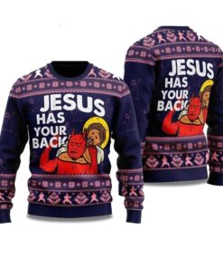 2025 Jesus Has Your Back Ugly Christmas Sweater