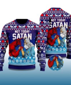 Alternative view of 2025 Jesus Not Today Satan Ugly Christmas Sweater