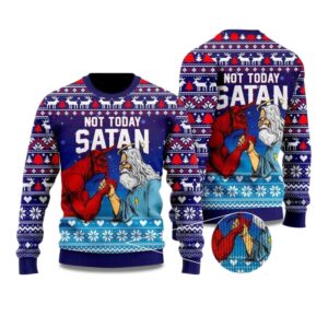 2025 Jesus Not Today Satan Ugly Christmas Sweater