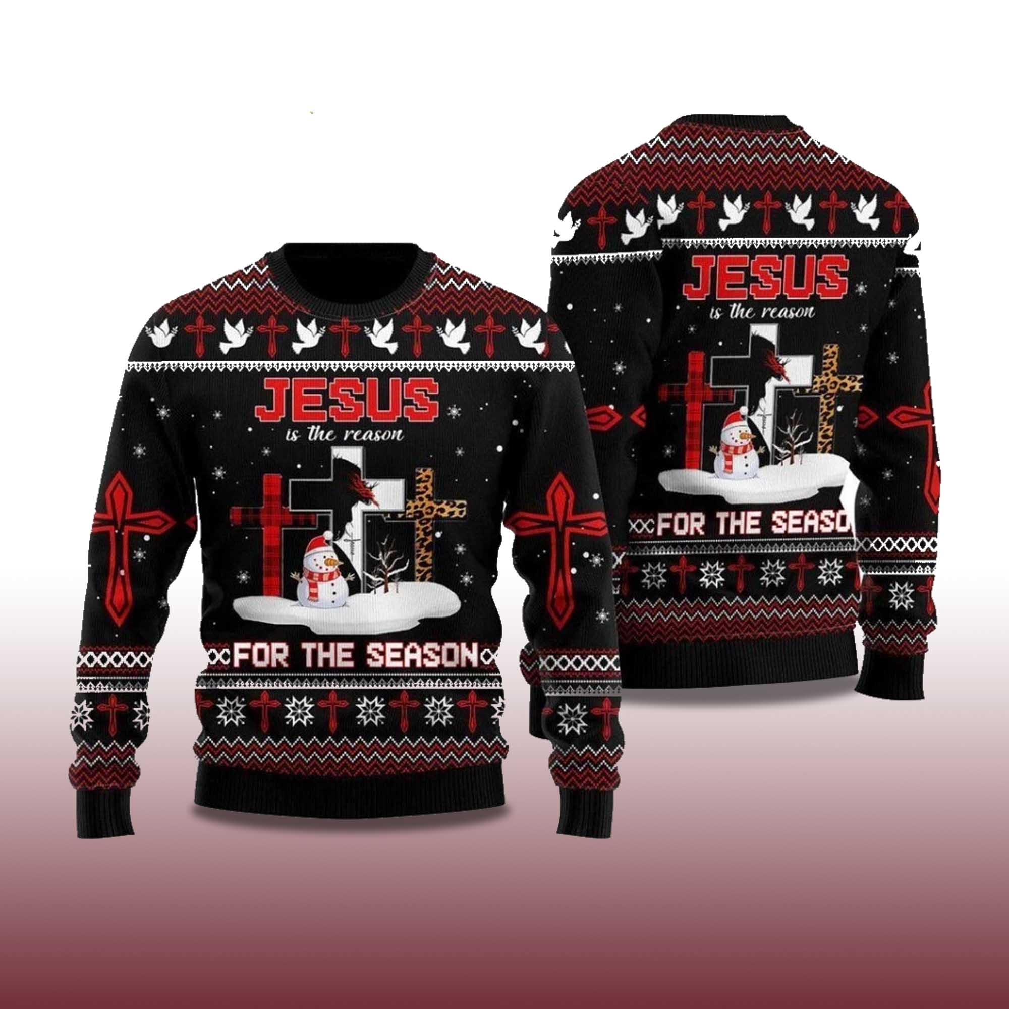 Alternative view of 2025 Jesus The Reason for The Season Ugly Christmas Sweater