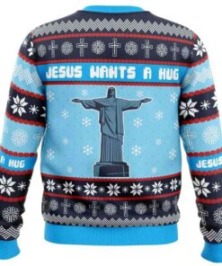 Alternative view of 2025 Jesus Wants a Hug Hellsing Ugly Christmas Sweater