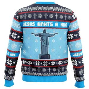 Alternative view of 2025 Jesus Wants a Hug Hellsing Ugly Christmas Sweater