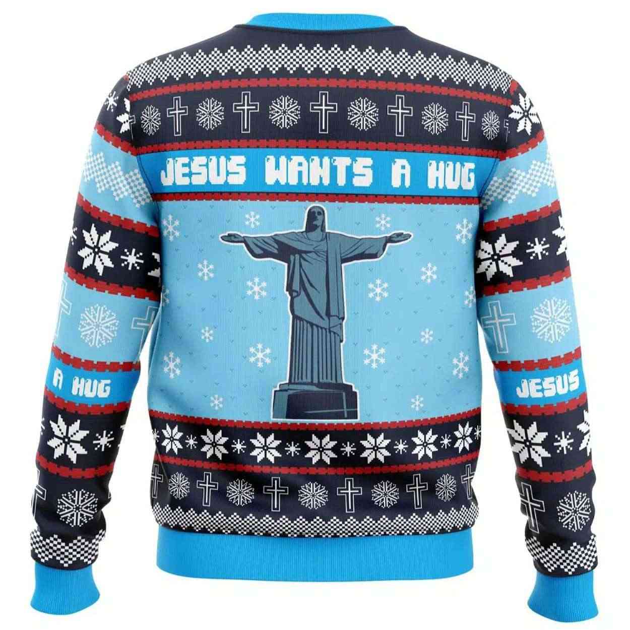 Alternative view of 2025 Jesus Wants a Hug Hellsing Ugly Christmas Sweater