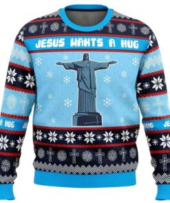 2025 Jesus Wants a Hug Hellsing Ugly Christmas Sweater