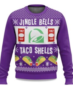 2025 Jingle Bells Taco Shells Fire Ugly Christmas Sweater