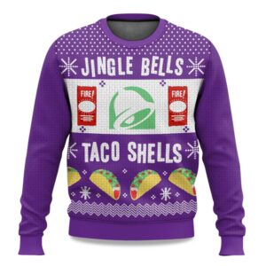 2025 Jingle Bells Taco Shells Fire Ugly Christmas Sweater