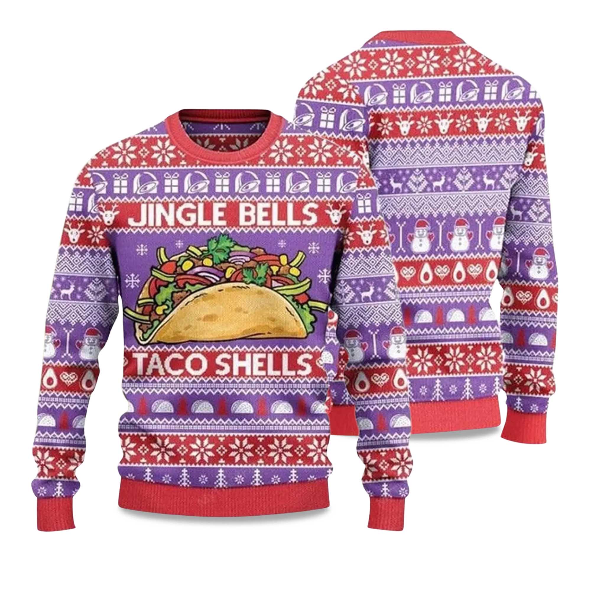 2025 Jingle Bells Taco Shells Ugly Christmas Sweater