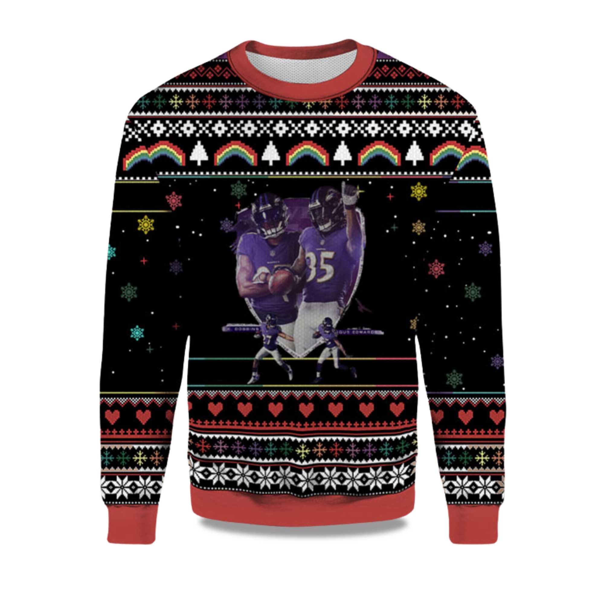 2025 J.K Dobbins And Gus Edwards Ugly Christmas Sweater